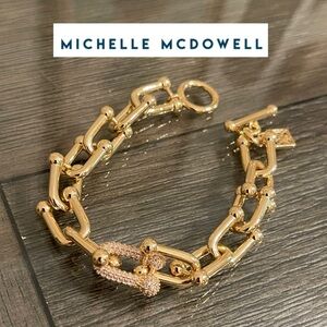 MICHELLE MCDOWELL Lucille Bracelet Pave Accent Link 7.5” approx Gold-tone